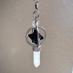Clear Quartz + Obsidian Pendulum
